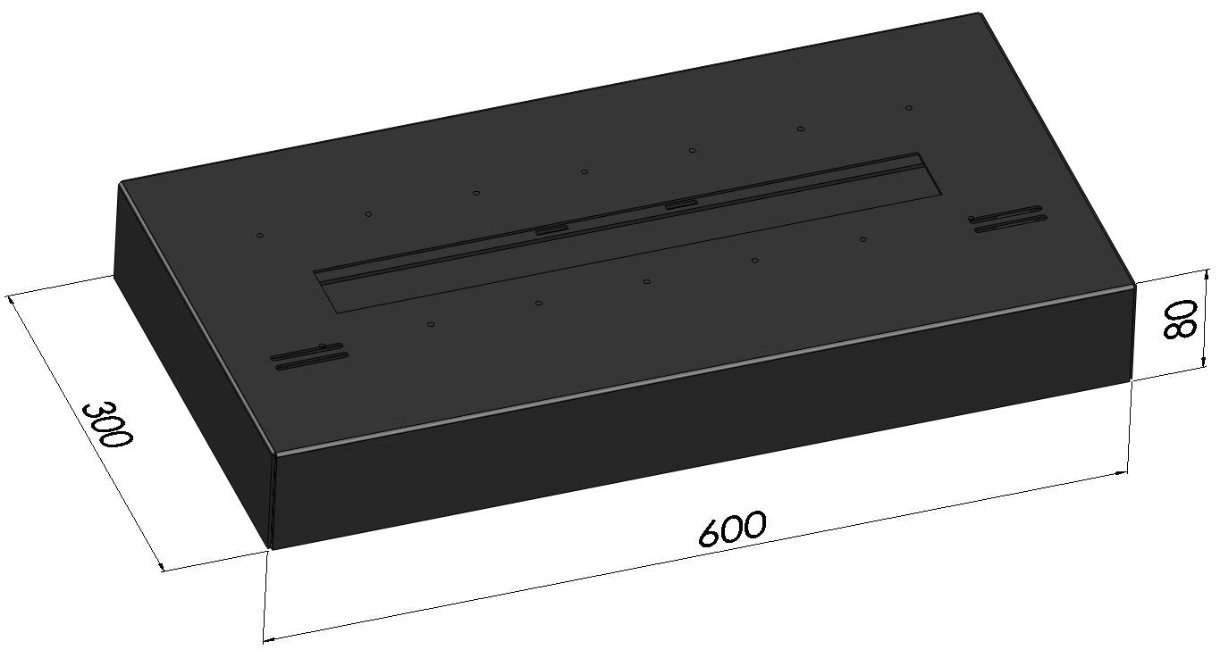 Bruciatore a Bioetanolo per Camini 60x8x30 cm 1L Simple Box 600 Nero