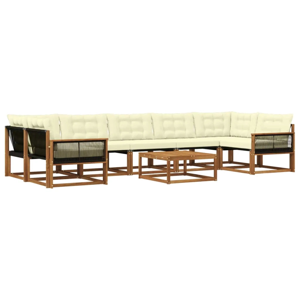 Set di divani da esterno con cuscino 8 pcs Naturale e Crema 3381310