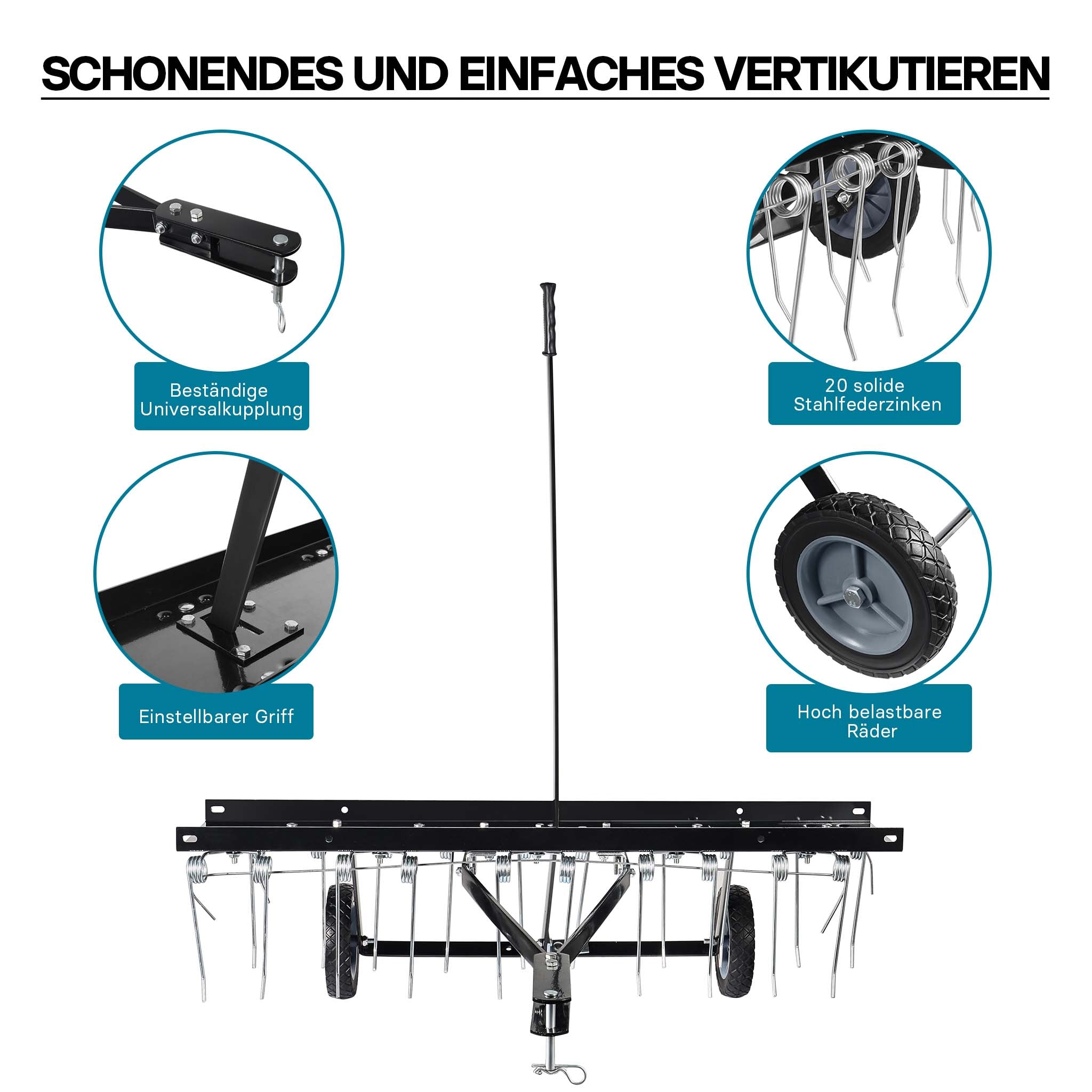 Scarificatore a molle per trattorini, larghezza di lavoro 100 cm, per arieggiatura prato