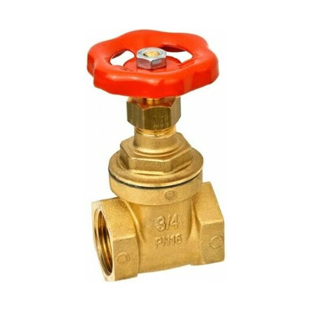 Trade Shop - Valvola A Saracinesca In Ottone Da 3/4 Filetta Ruota Rotella Rossa A Valvola -