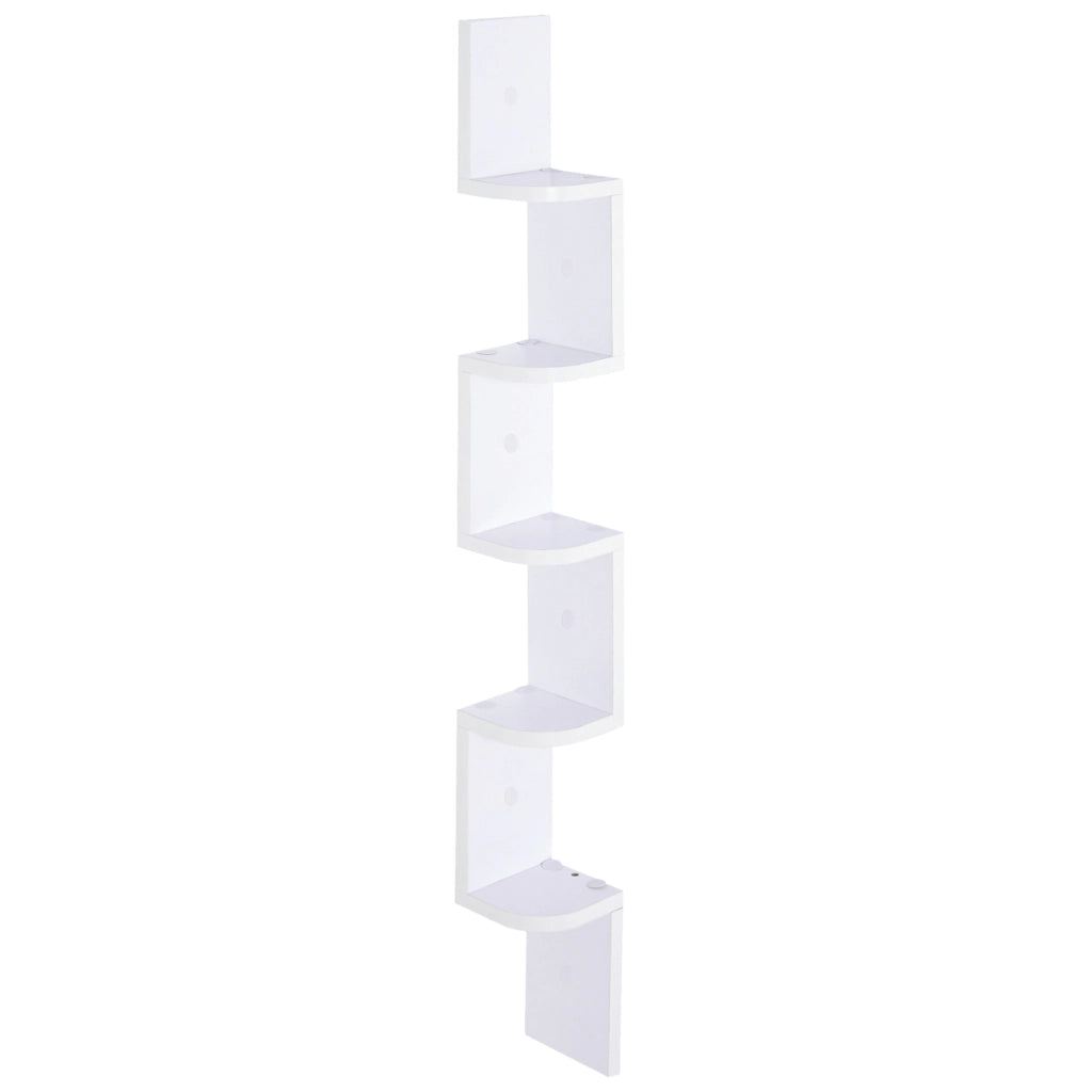 Libreria a Parete Angolare 5 Livelli Legno Bianco ¨C zephmum ¨C 120 cm