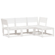 Set Salotto da Giardino 4 pz | Set di Mobili da Esterno Bianco in Legno Massello di Pino