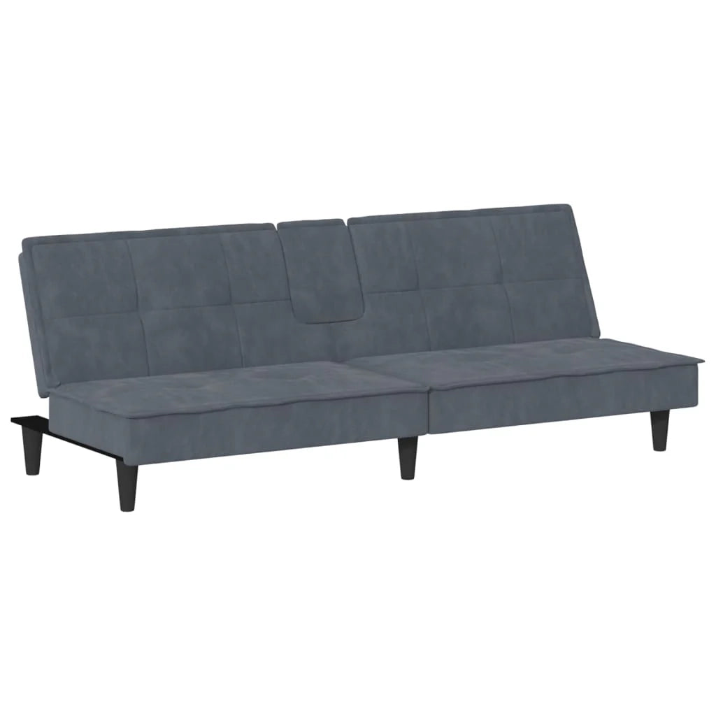 Divano letto con portabicchieri velluto grigio scuro 02_0020422