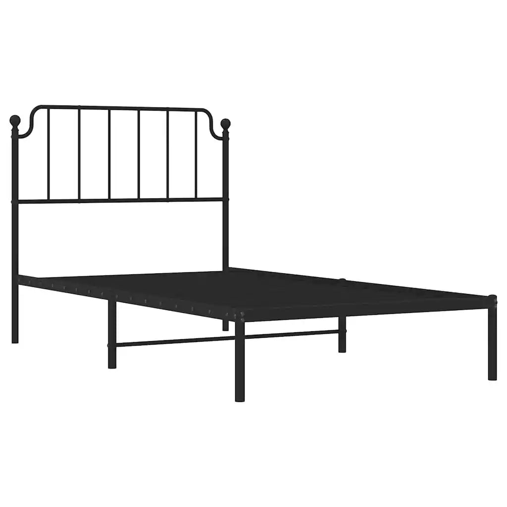 Giroletto con Testiera in Metallo Nero 100x190 cm 373881