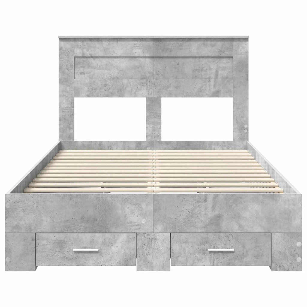 Struttura del letto con testiera Grigio cemento 120 x 200 cm