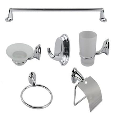 Accessori bagno metallo cromato kit 6 pz portasapone portarotolo portasciugamano 52919