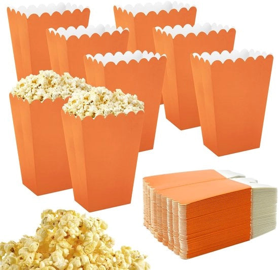 Confezionamento Popcorn da 50 pezzi - Contenitori per Popcorn - Contenitori per Snack - Adatto per snack - Apribile in modo semplice - Cinturino a motivi a onde - Dozzine per snack