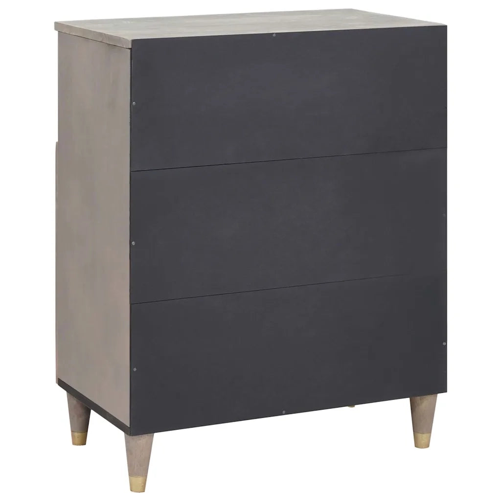 vidaXL Credenza Grigio e Oro 60 x 33.5 x 75 cm Legno massello di mango