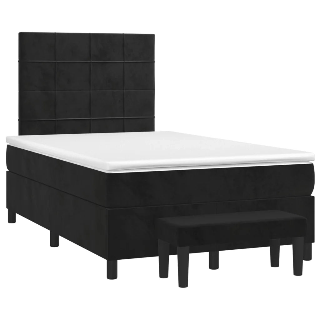 Giroletto a Molle con Materasso Nero 120x200 cm in Velluto 3137835