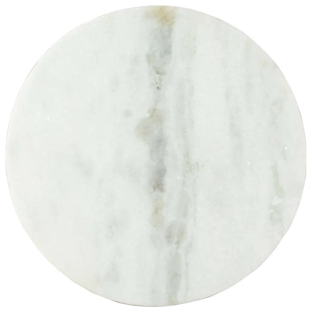Tavolino da CaffÃ¨ Bianco e Nero Ã˜50 cm in Vero Marmo Solido cod mxl 15181