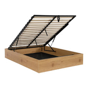 Letto contenitore con rete a doghe 140x190cm decorazione legno,