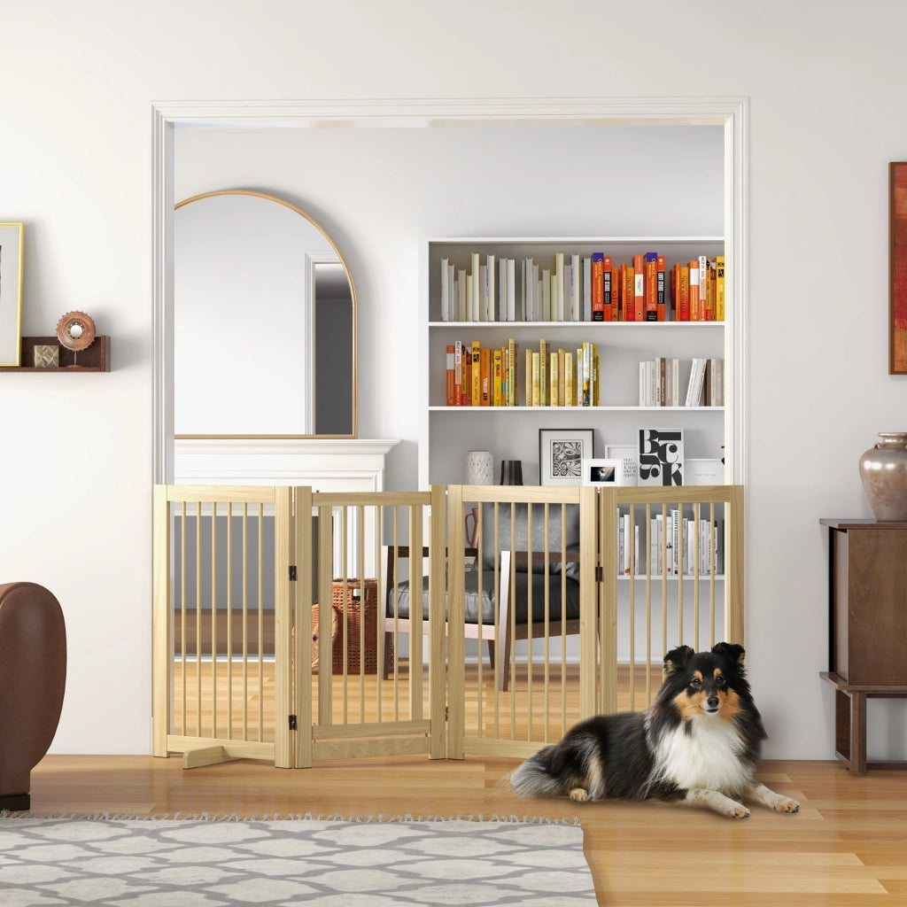 Cancello per cani pieghevole in legno ¨C zephmum ¨C 220x36x91cm
