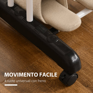 Stendibiancheria Pieghevole a 4 Livelli con Ali Girevoli e 4 Ruote 73x64x177 cm in Acciaio e PP Nero