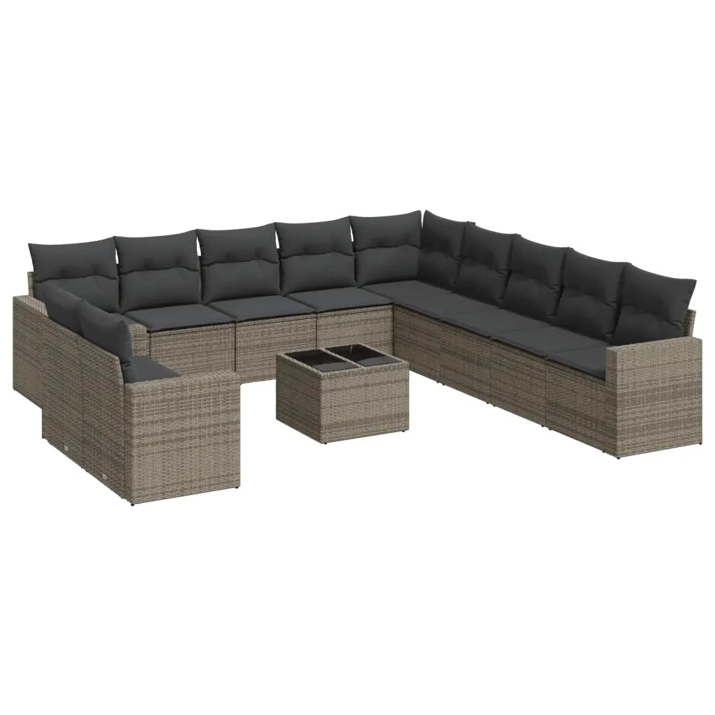 Set Divani da Giardino 12 pz con Cuscini Grigio in Polyrattan 3251537