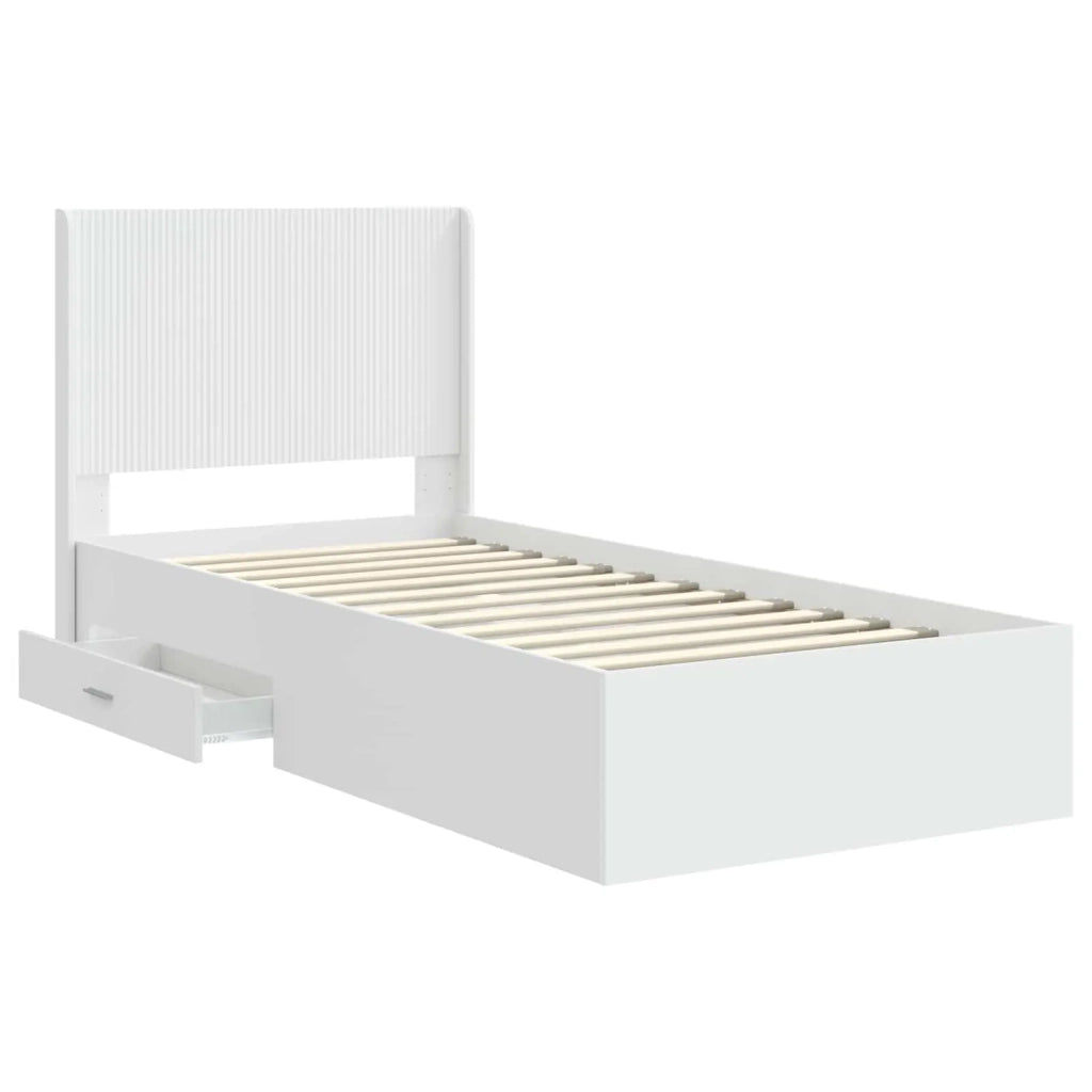 Struttura del letto con stoccaggio e testata Bianco 90 x 190 cm 3414157