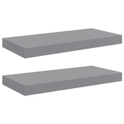 2 pz Scaffali a Parete | Ripiano a parete | Mensole a Parete Grigi 50x23x3,8 cm in MDF
