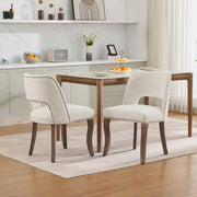 Sedie da Pranzo in Legno Set 2 Pezzi ¨C Xylo ¨C Beige, Tessuto Imbottite, Design Moderno