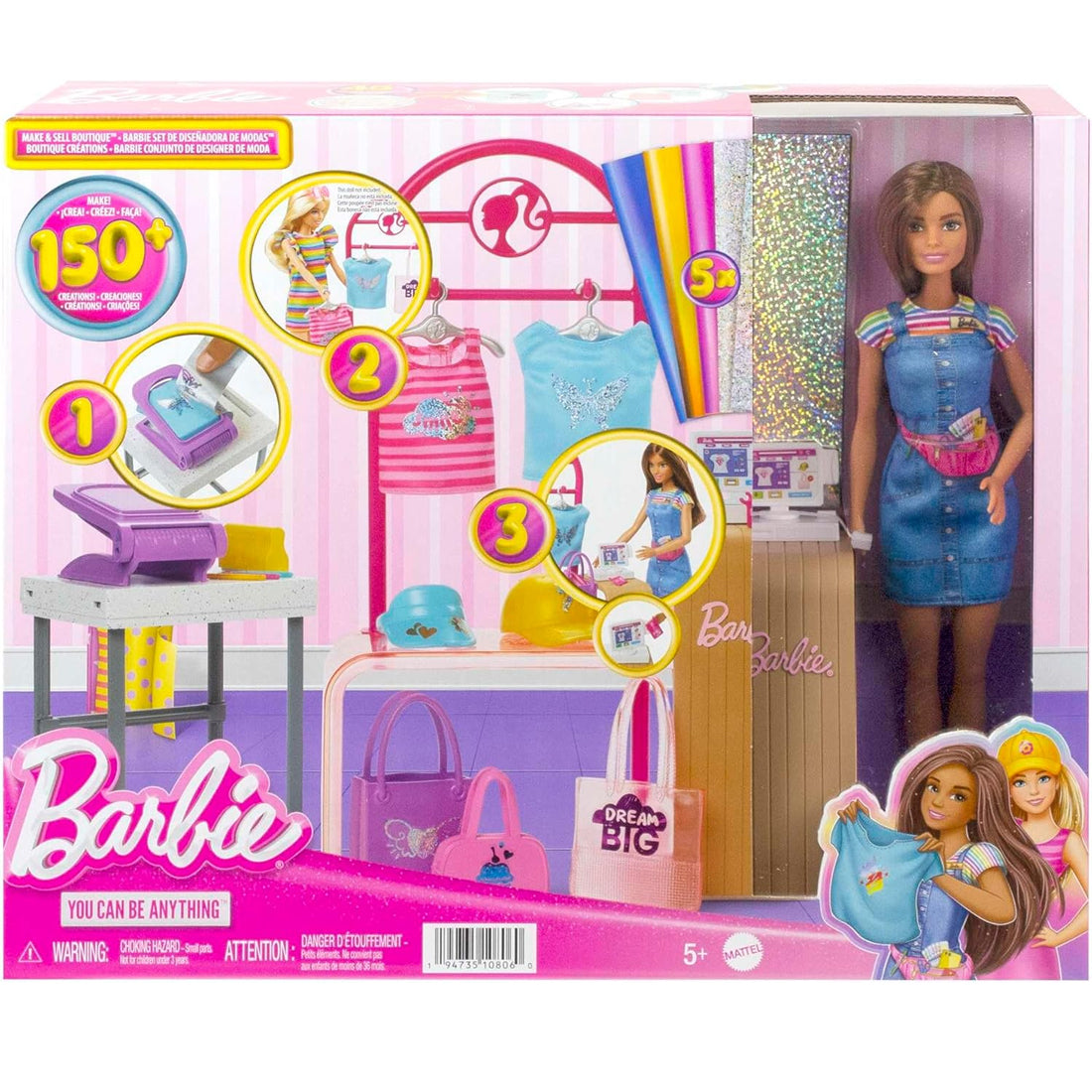 Barbie Make & Sell Boutique Playset con Bambola e Accessori alla Moda Idea Regalo