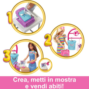 Barbie Make & Sell Boutique Playset con Bambola e Accessori alla Moda Idea Regalo