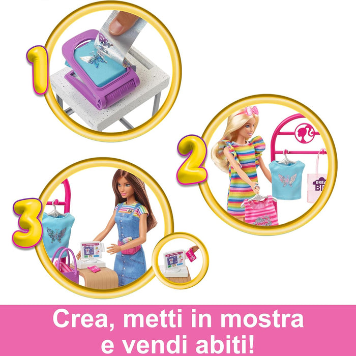 Barbie Make & Sell Boutique Playset con Bambola e Accessori alla Moda Idea Regalo