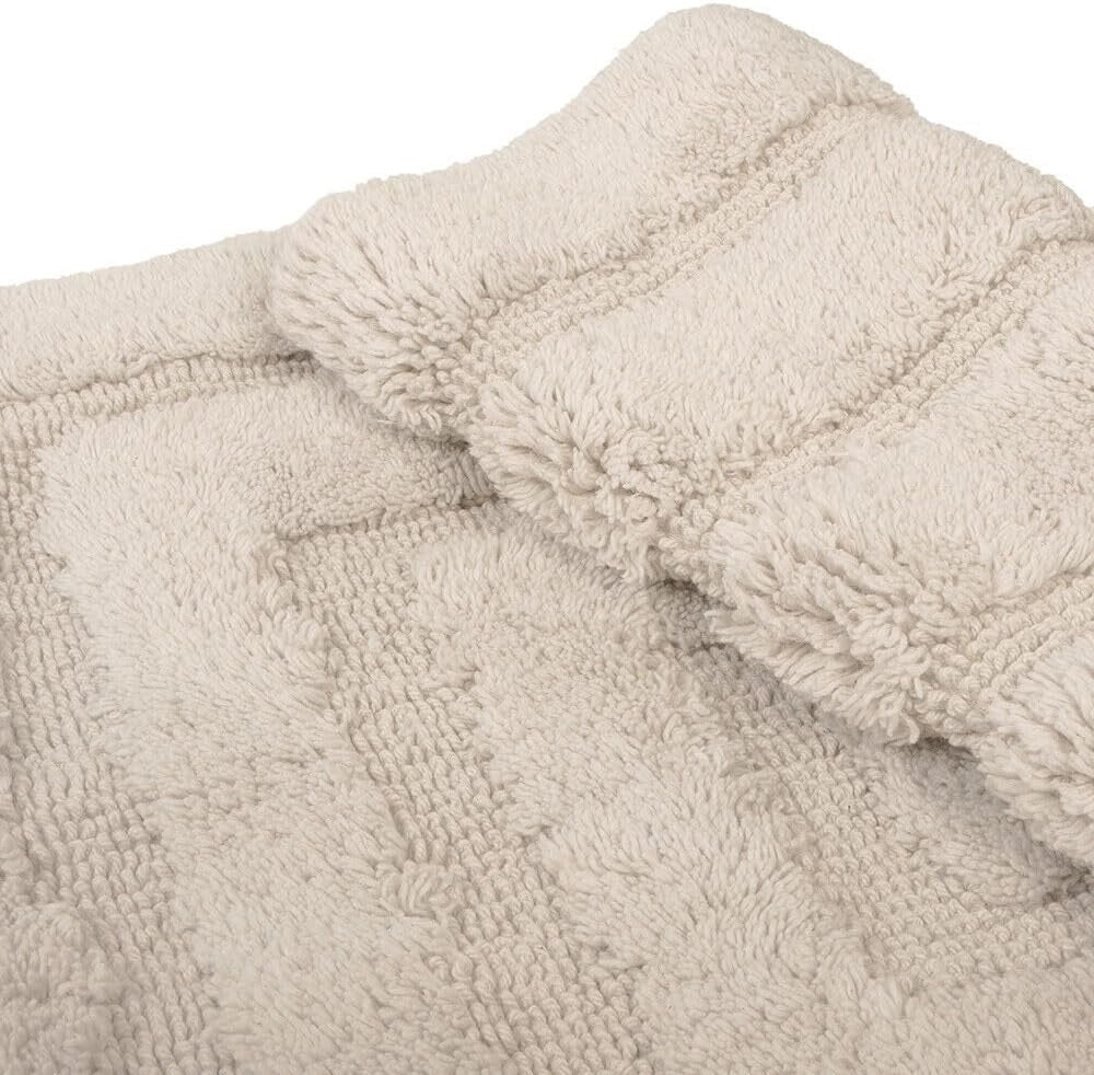 Tappeto Bagno 60x40 cm Puro Cotone Elegante Lussuoso Morbido Scendiletto Antiscivolo Beige