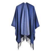 Sciarpa jacquard da donna, stile street europeo e americano, con spacco, cappa spessa e calda
