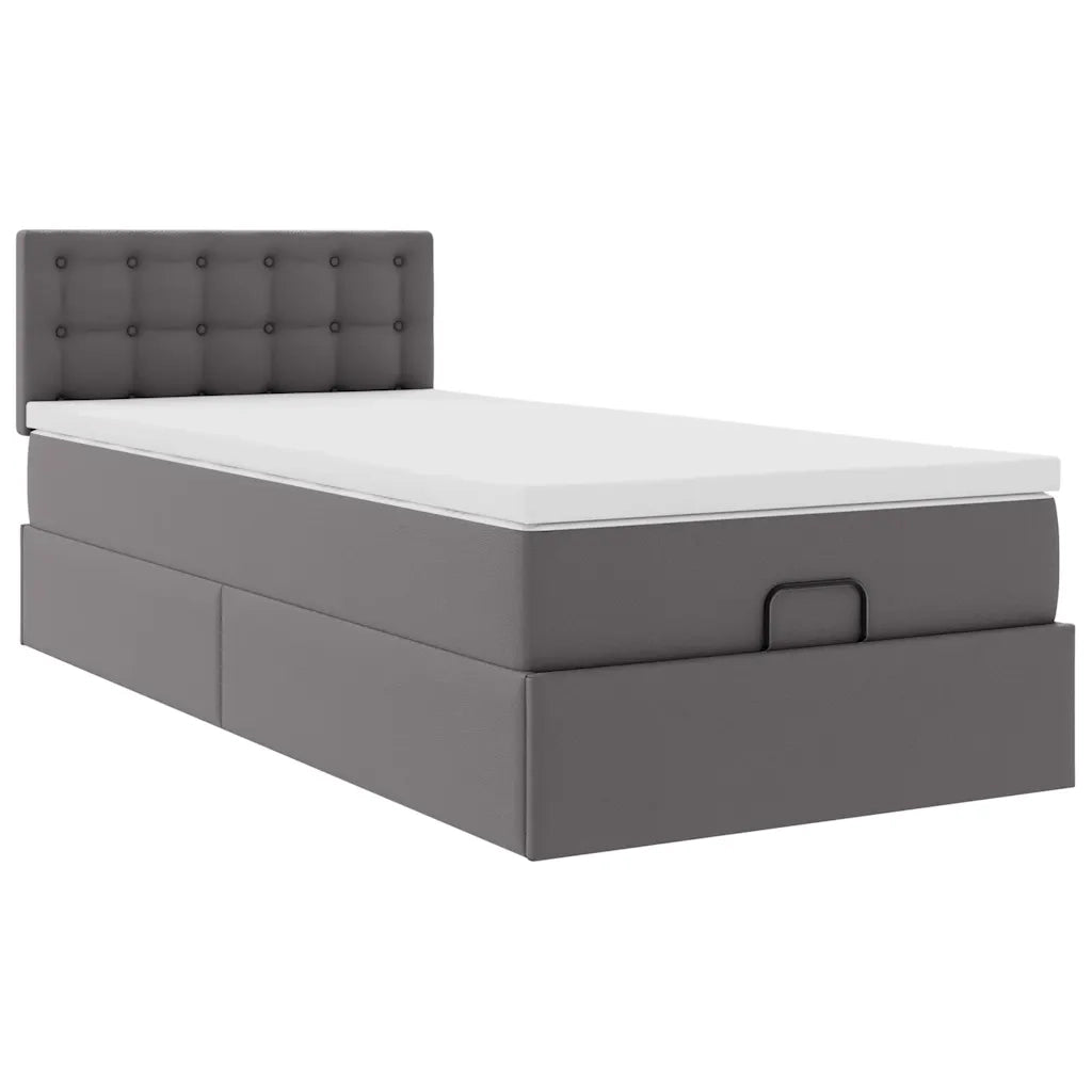 Letto Pouf con Materasso Grigio 100x200 cm Similpelle 3311291
