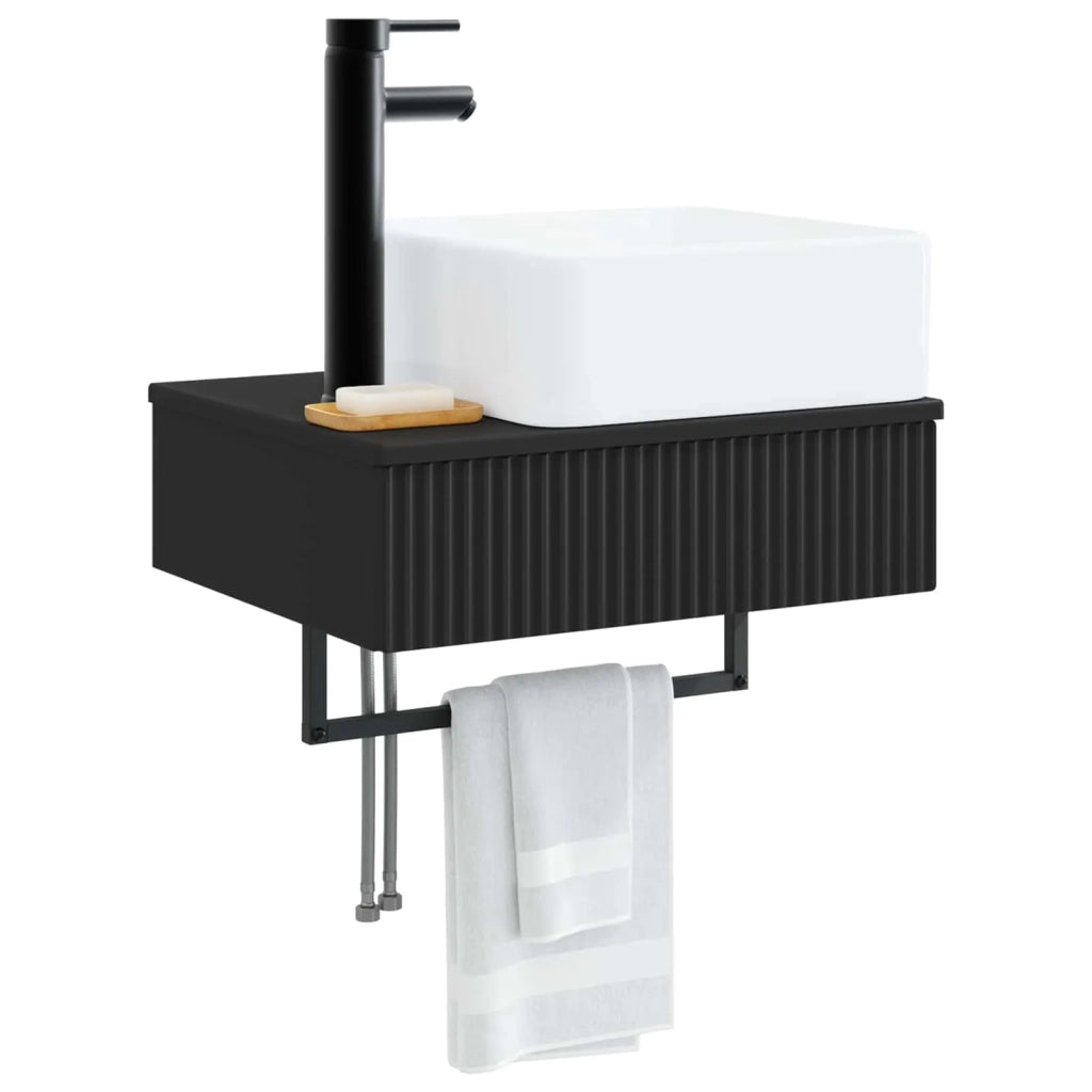 Lavabo da Parete Nero 50 x 41 x 39 cm Legno ingegnerizzato 890189