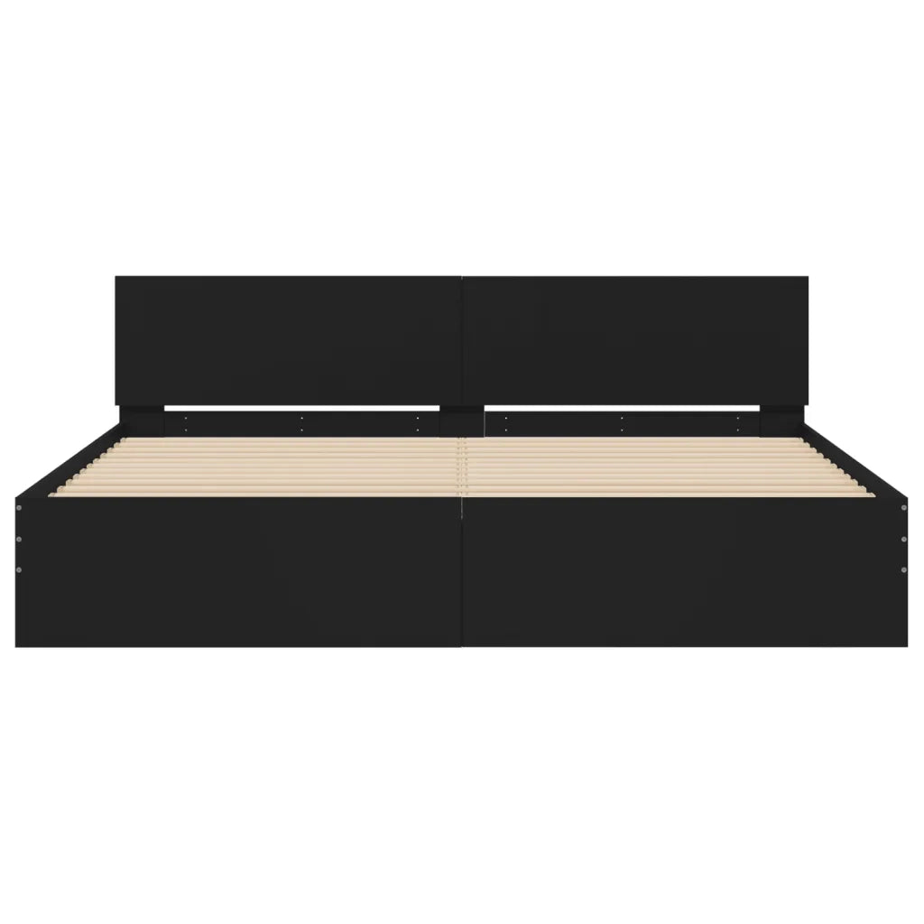 Giroletto con Testiera-Struttura Letto con testiera Nero 160x200 cm