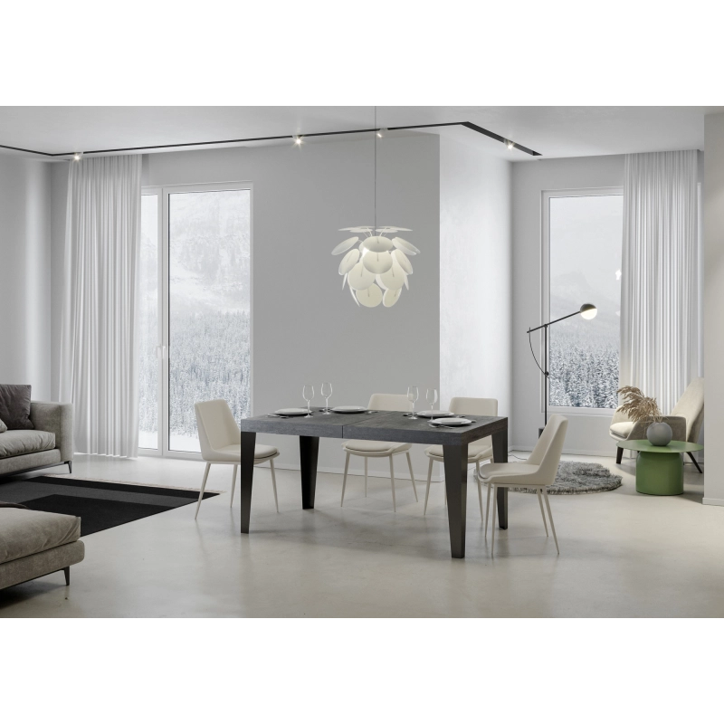 Tavolo allungabile 90x180/284 cm Flame Premium telaio Antracite - Cemento