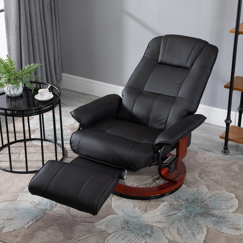 Poltrona Relax Reclinabile con Poggiapiedi ¨C zephmum ¨C Finta Pelle, Nero