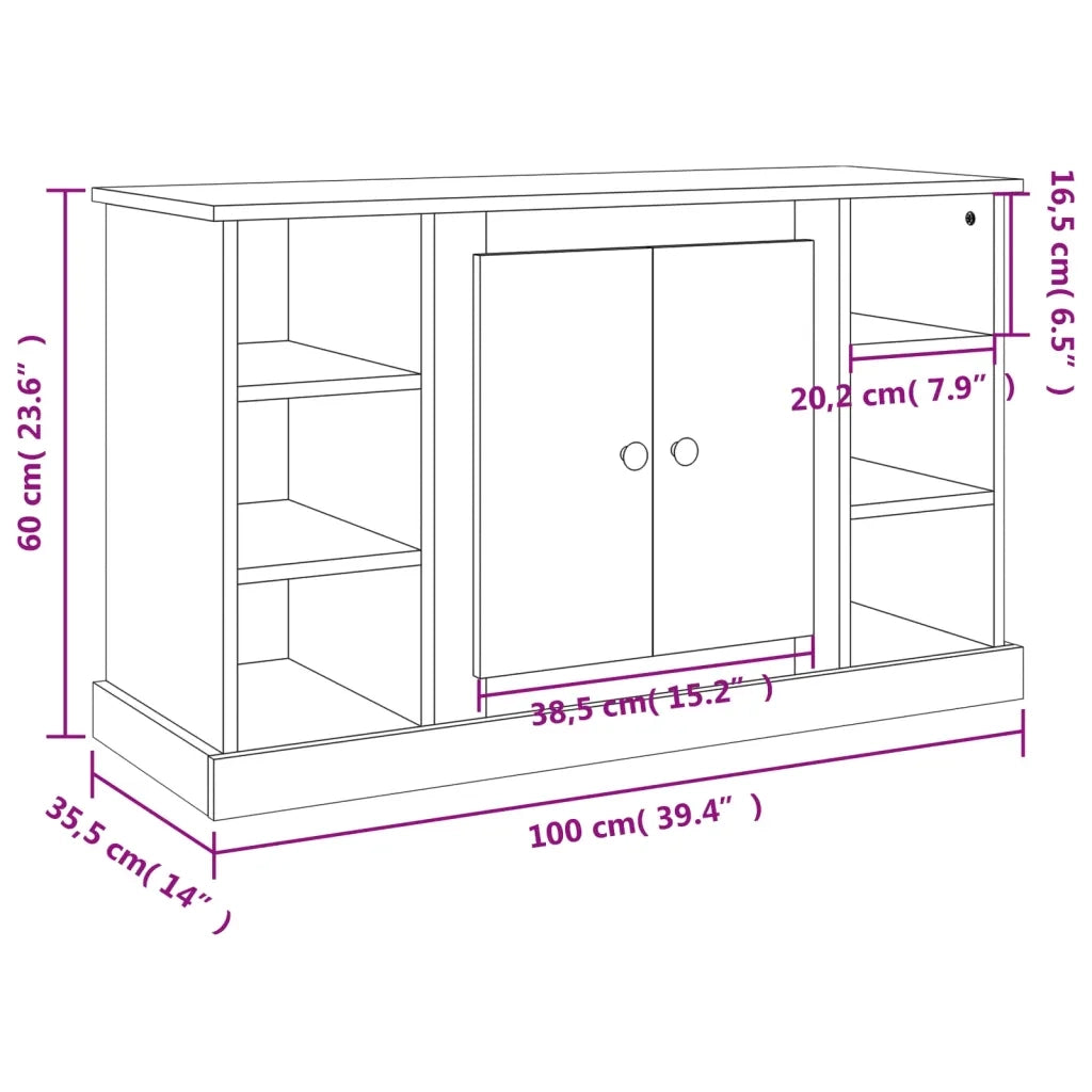 Credenza Grigio Cemento 100x35,5x60 cm in Legno Multistrato 816444