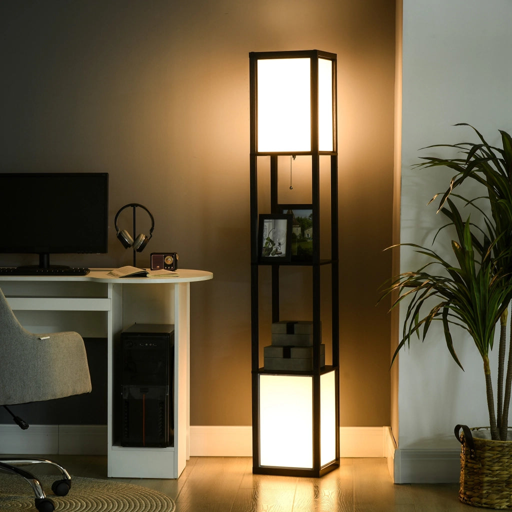 Lampada da terra con mensola ¨C Zephmum ¨C Nero e Bianco 26x26x156 cm