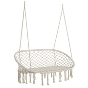 Easycomfort Amaca a Dondolo da Giardino e Casa a 2 Posti, Telaio Metallo e Seduta Cotone 130x75x35cm, Bianco Crema