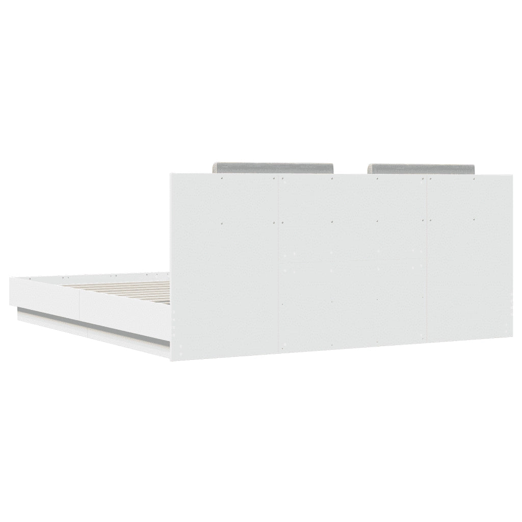 Giroletto con Testiera-Struttura letto con testiera Bianco 180x200 cm in Legno Multistrato