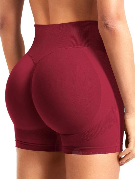 Shorts per allenamento per donne 9 cm - Senza cuciture - Alta vita - Shorts a sbuffo - Respiranti - Shorts con quattro direzioni di stiramento - Sportivi