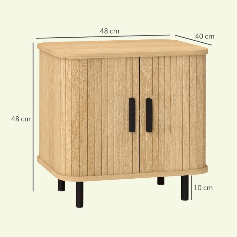 COMODINO Scandinavo 48x40x48 cm Rovere con ante scorrevoli