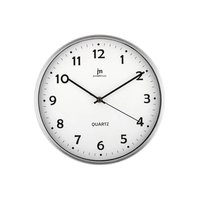 LOWELL 14968B Justaminute Orologio da Parete Tondo in Alluminio con Movimento al Quarzo Silenzioso Diametro 30 cm colore Bianco