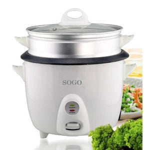 Cuociriso elettrico automatico 1,5 litri, recipiente antiaderente rimovibile, cestello vapore alluminio 500W cucina - SOGO