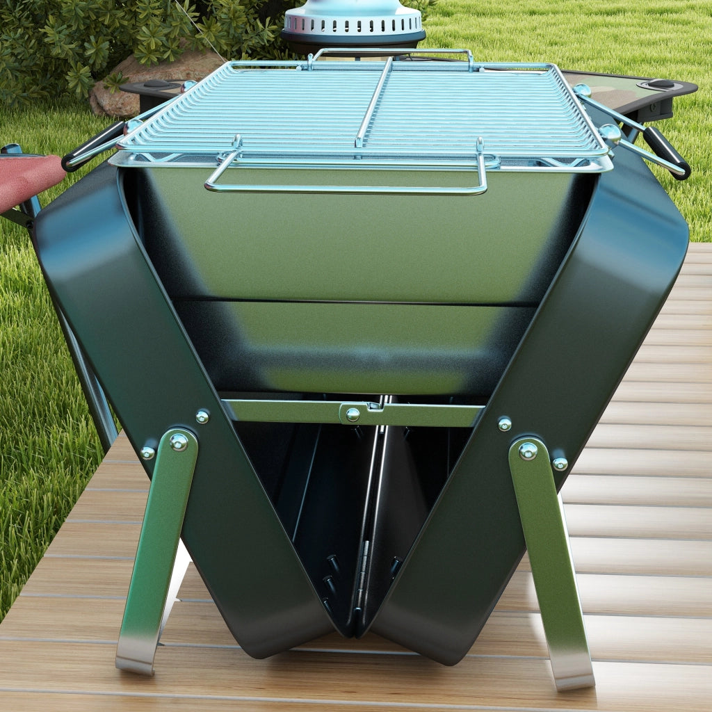 Barbecue portatile a carbone ¨C zephmum ¨C nero, pieghevole, per giardino