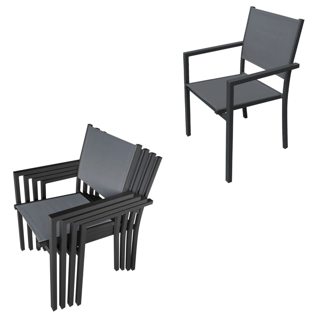 Set di mobili da giardino allungabili in textilene grigio FIRENZE 8 posti - alluminio antracite