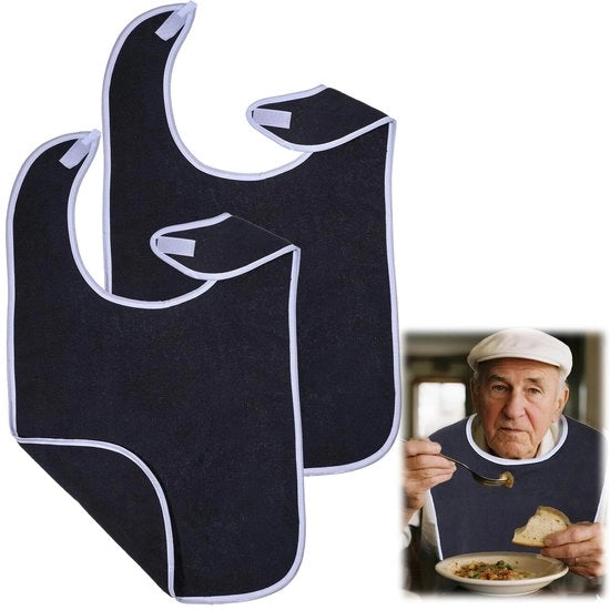 Pacchetto di 2 asciugamani per anziani, asciugamani per doccia lavabili, asciugamani per doccia riutilizzabili, protezione per abbigliamento, asciugamani per doccia per adulti e anziani per mangiare (grigio scuro)