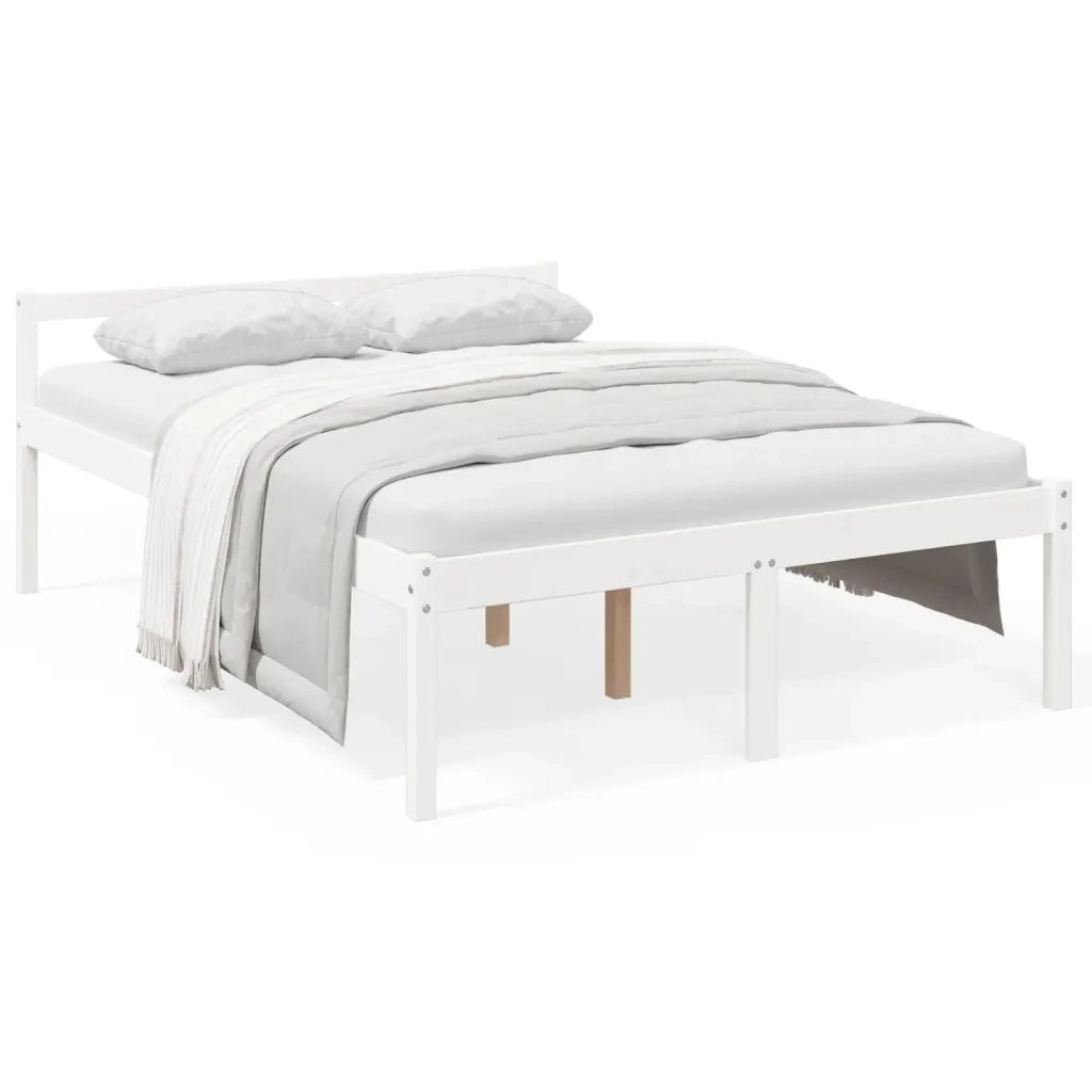 Letto per Anziani Bianco 120x190 cm Small Double Legno di Pino 810585
