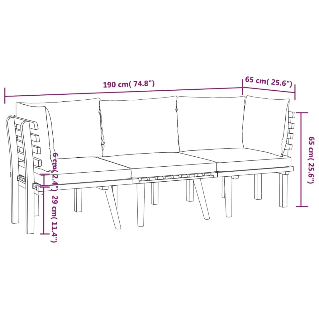 Set di mobili da giardino mobili da esterno 3 pezzi con cuscini legno massello di acacia 02_0015925