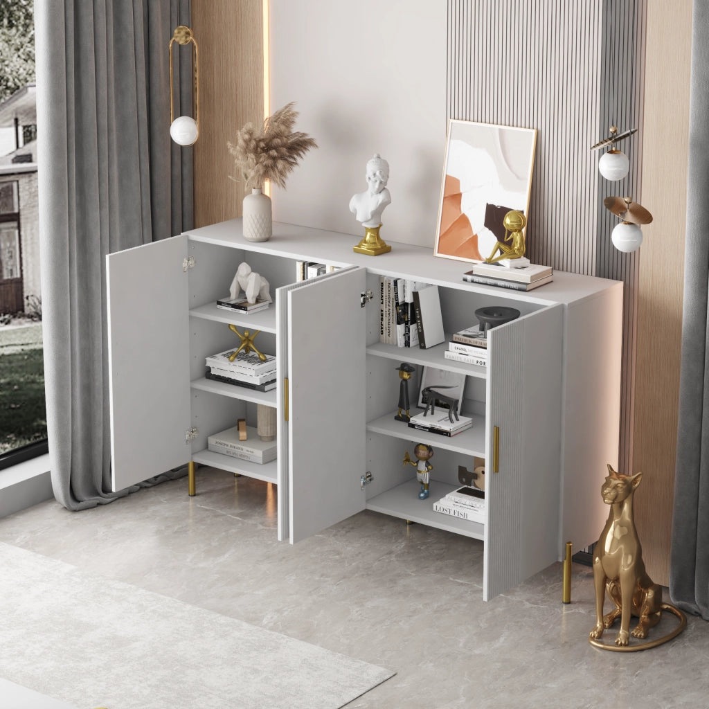 Armadio Multiuso Bianco Opaco con Ante e Ripiani ¨C Xylo ¨C 160x35x100 cm