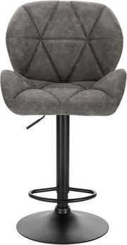 Barstoli Comodi Grigio - Con schienale - Solido- Pelle Artificiale - Set da 1 - Cucina - Sedili Bar Ergonomici - Regolabili in altezza - Altezza Seduta 60-82cm