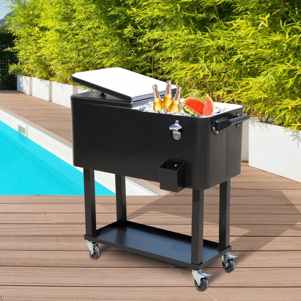 Carrello Frigo per Bevande con Ruote ¨C zephmum ¨C Nero 75.7L