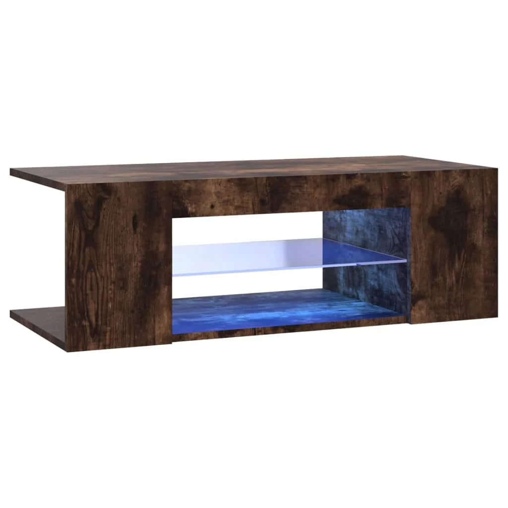 Mobile TV multimediale scaffale TV credenza mobile TV per sala da pranzo soggiorno camera da letto con luci a LED rovere affumicato 90 x 39 x 30 cm marrone 02_0026751