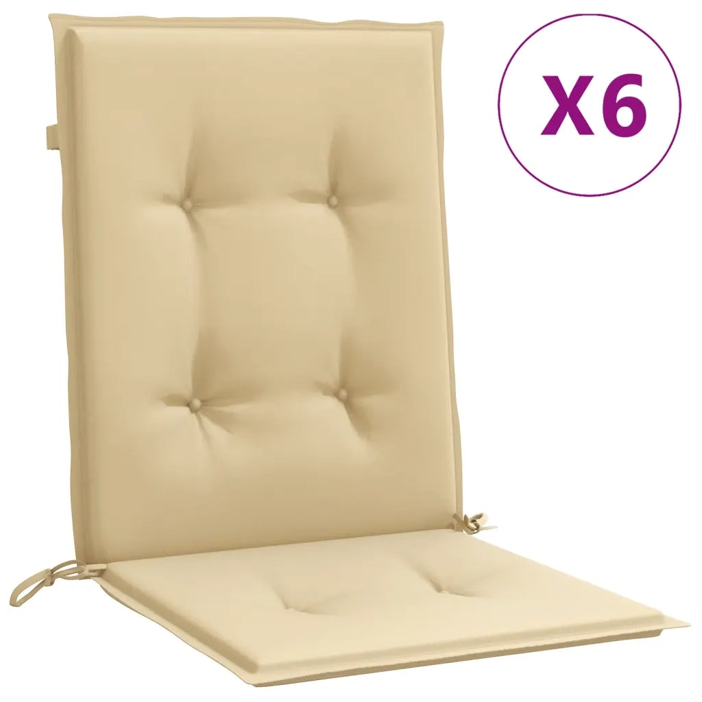 Cuscini Sedia Schiena Bassa 6 pz Beige MÃ©lange 100x50x4 Tessuto