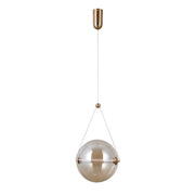 Sospensione Italux Rastia vetro ambra ottone LED 12W
